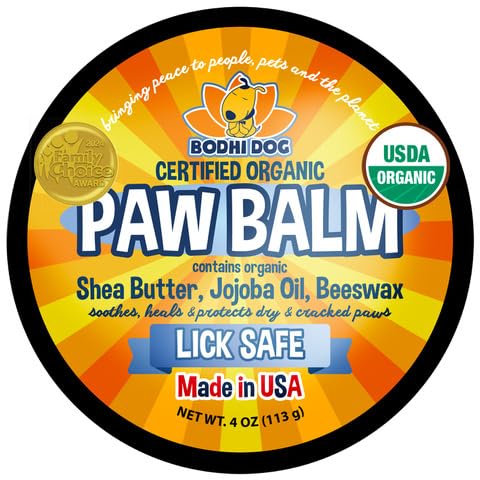 Bodhi Dog Paw Balm jar close-up highlighting organic formula for paw care