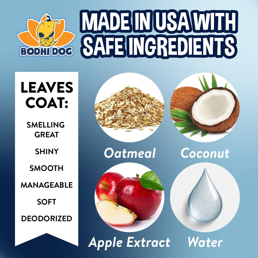 Bodhi Dog Waterless Shampoo with apple scent for pleasant aroma during quick cleans.
