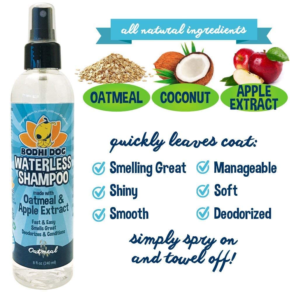 Bodhi Dog Waterless Shampoo on pet fur demonstrating easy cleansing between baths.