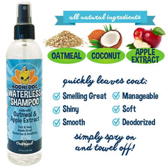 Bodhi Dog Waterless Shampoo on pet fur demonstrating easy cleansing between baths.