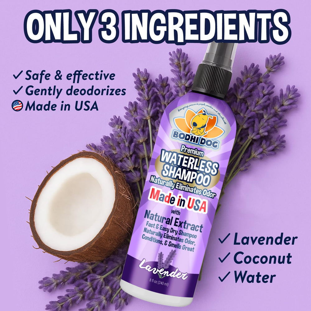 Bodhi Dog Waterless Shampoo ideal for travel use and on-the-go refreshes.