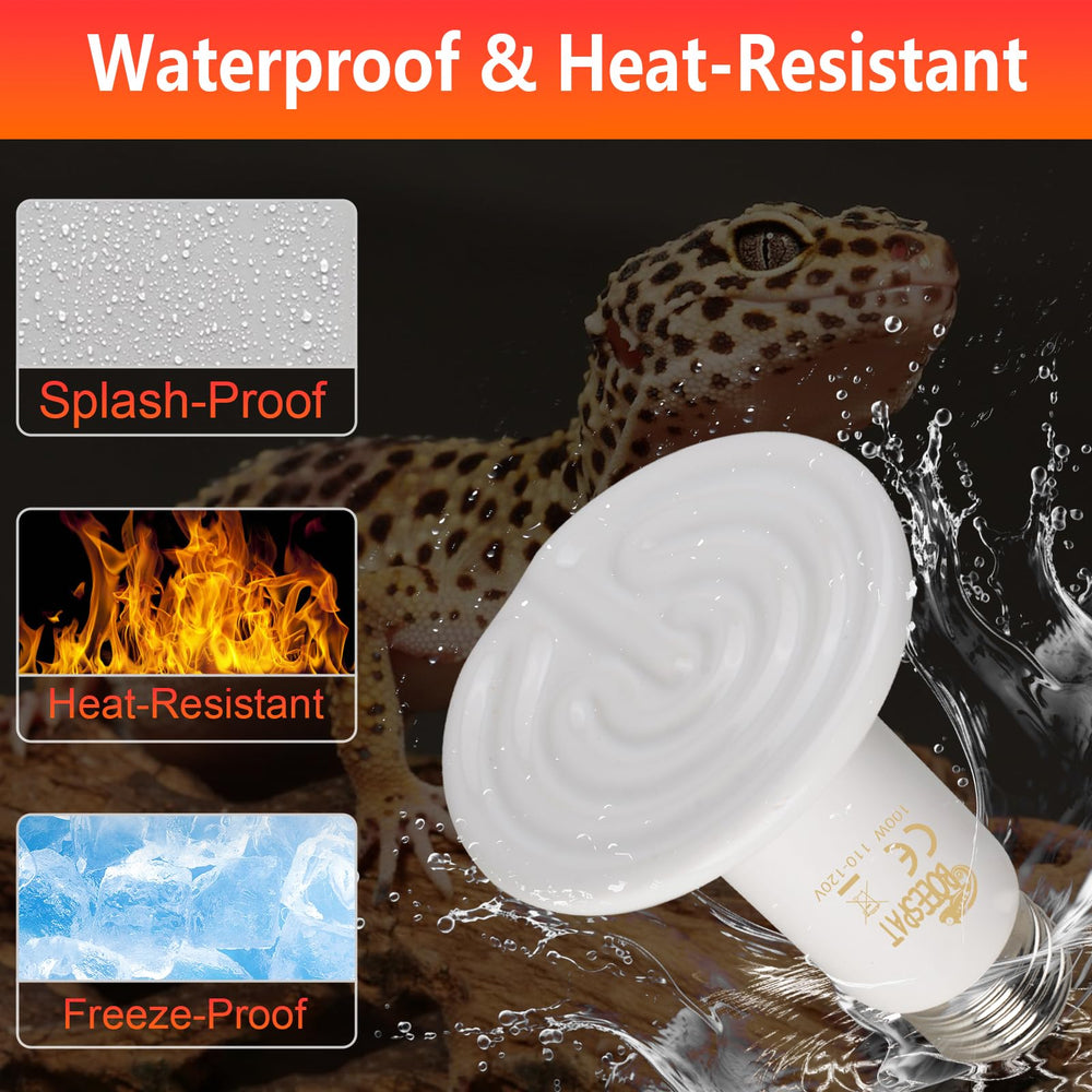 BOEESPAT 100W ceramic heat emitter shows efficient heating for steady basking.