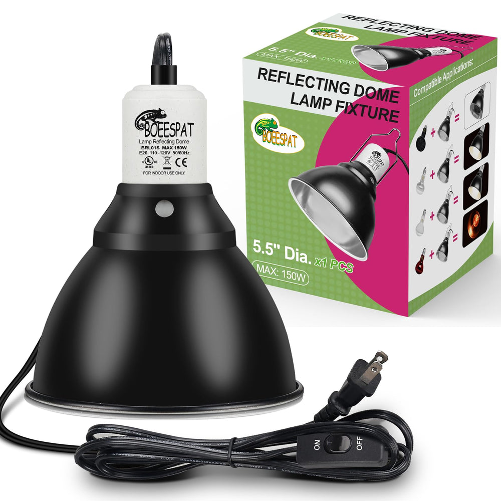 BOEESPAT reptile lamp dome 5.5-inch provides focused heat for basking zones.
