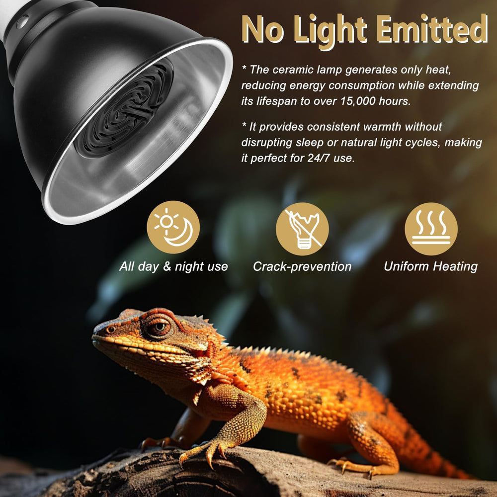 BOEESPAT ceramic heat emitter 100W for snakes delivering consistent ambient warmth without light