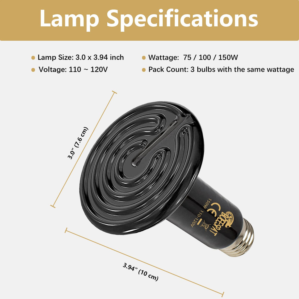 BOEESPAT ceramic heat emitter 100W for turtles providing stable warmth for shells