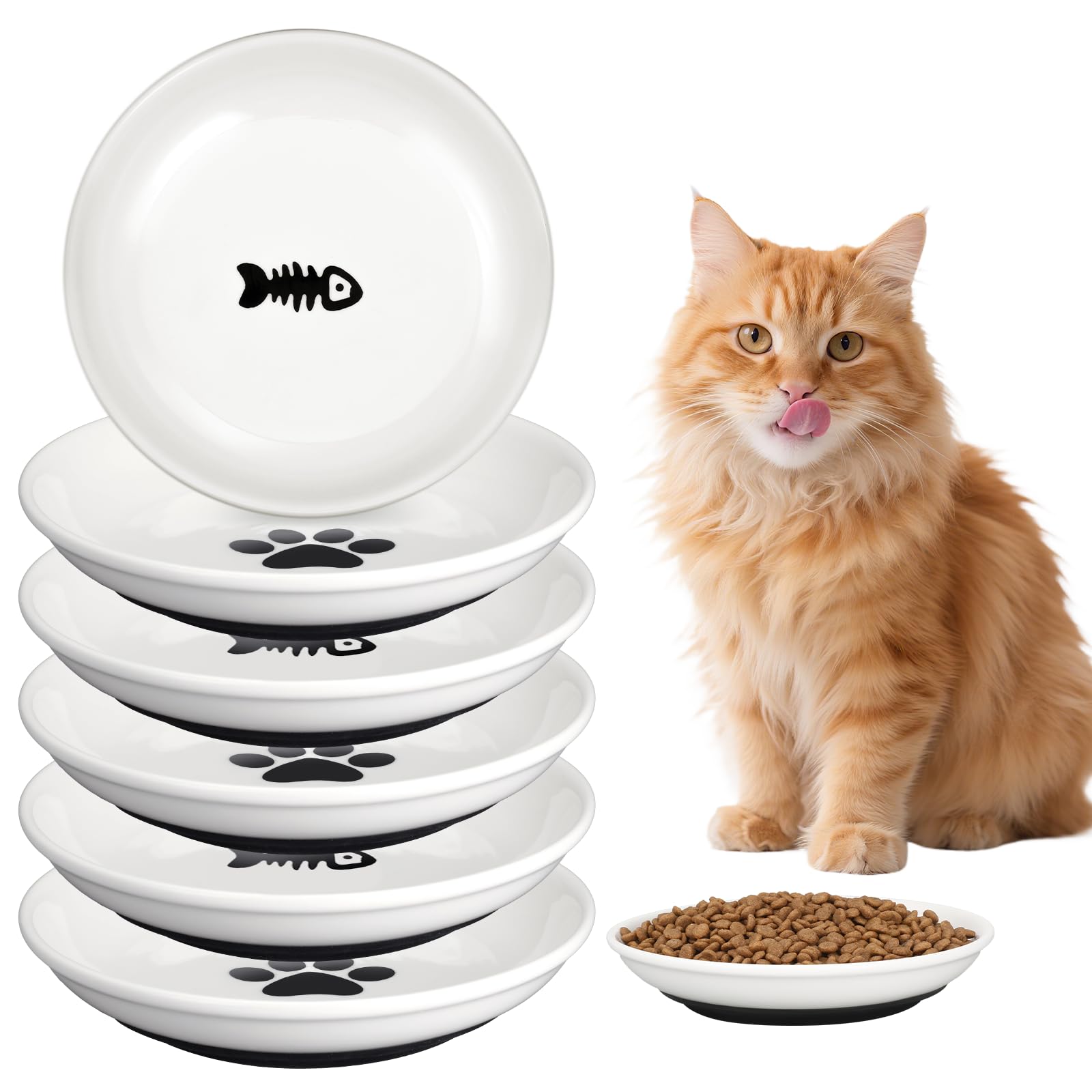 BOHUIZ 6pcs cat food bowls with anti-slip bottom maintain stability during feeding.