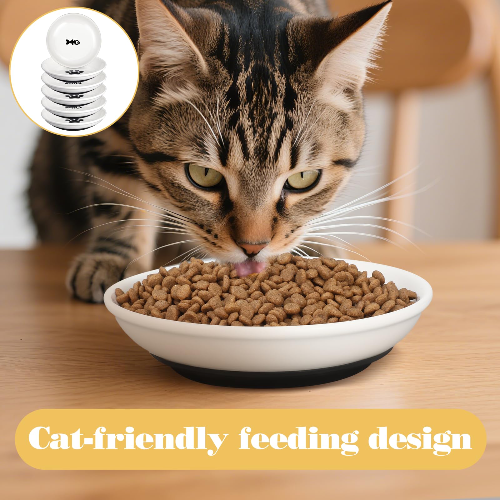 BOHUIZ 6-piece set with paw-pattern and fishbone-pattern bowls enhances mealtime appeal.