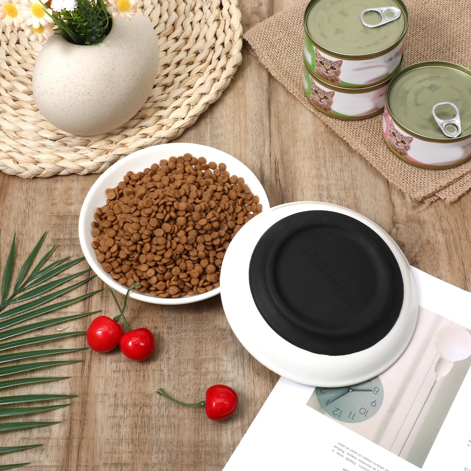 BOHUIZ cat bowls fit 10-ounce capacity for small to medium meals.