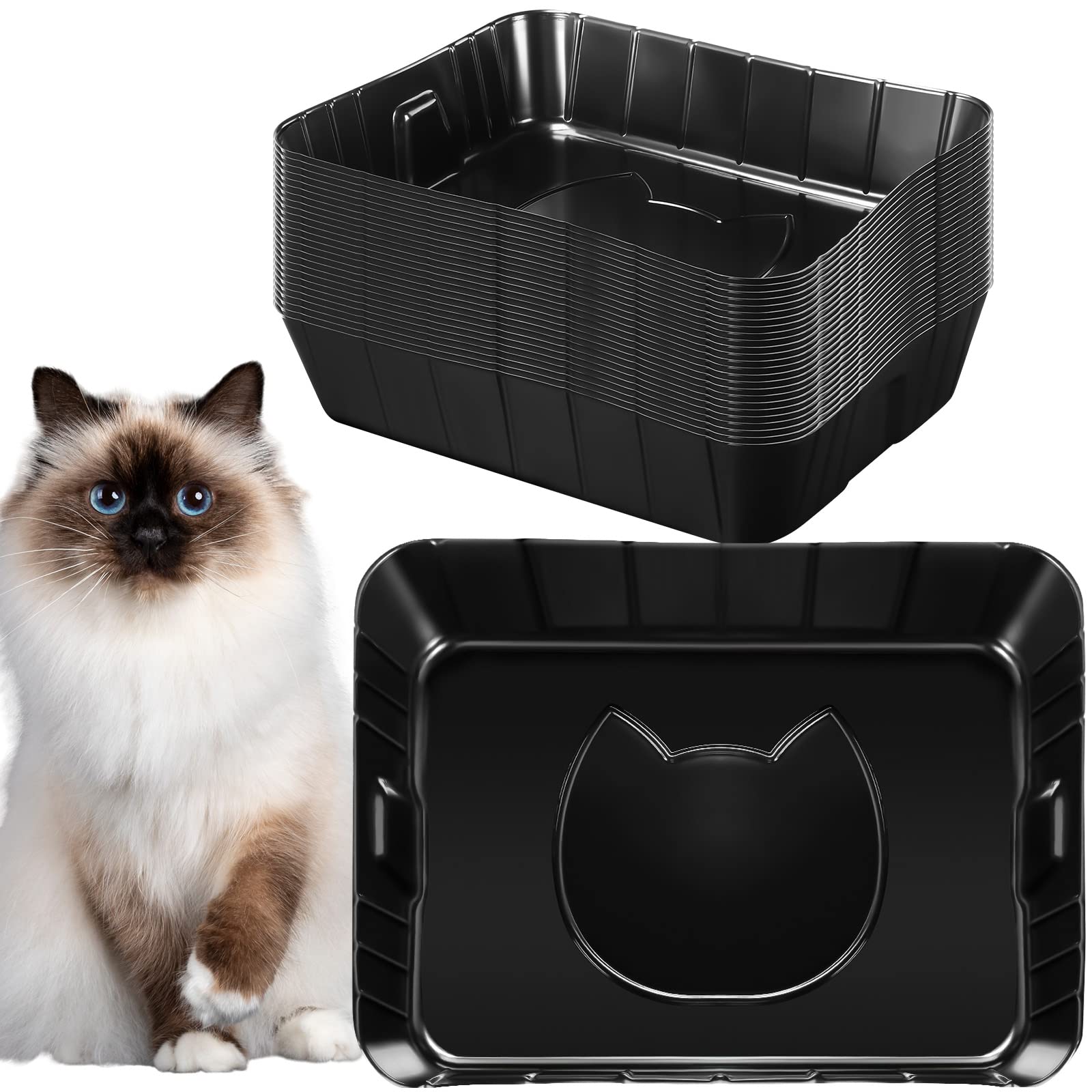 Bokon 25-pack disposable litter boxes packaging for bulk restocking and convenience.