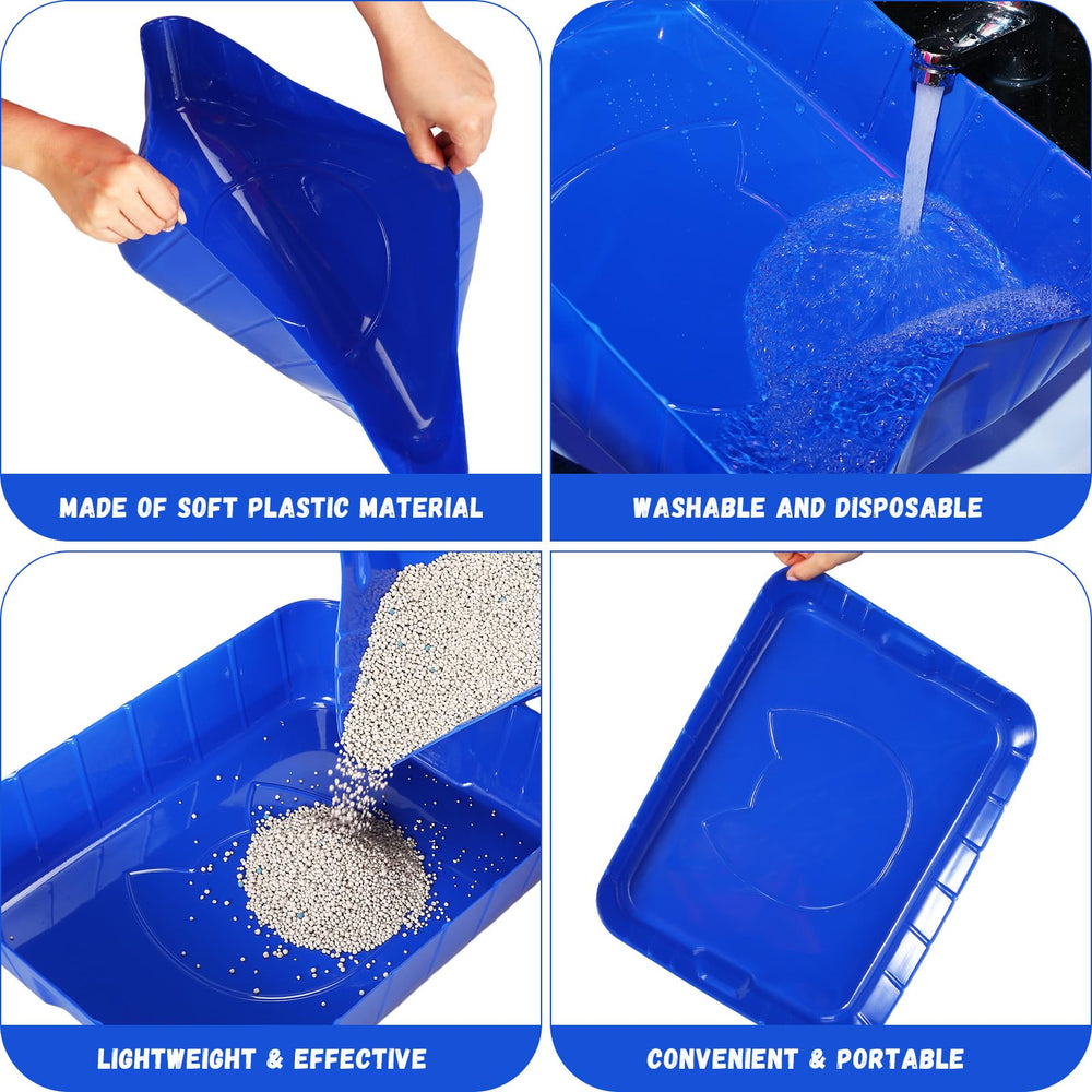 Bokon 25-pcs pack of disposable litter boxes highlights convenience.