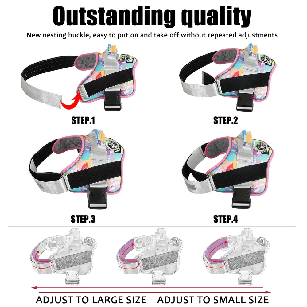 Bolux dog harness reflective straps daytime-to-night visibility for safer outdoor adventures.