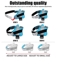 Bolux dog harness OceanicBlue handle-use demonstrates easy control during crowded outings.