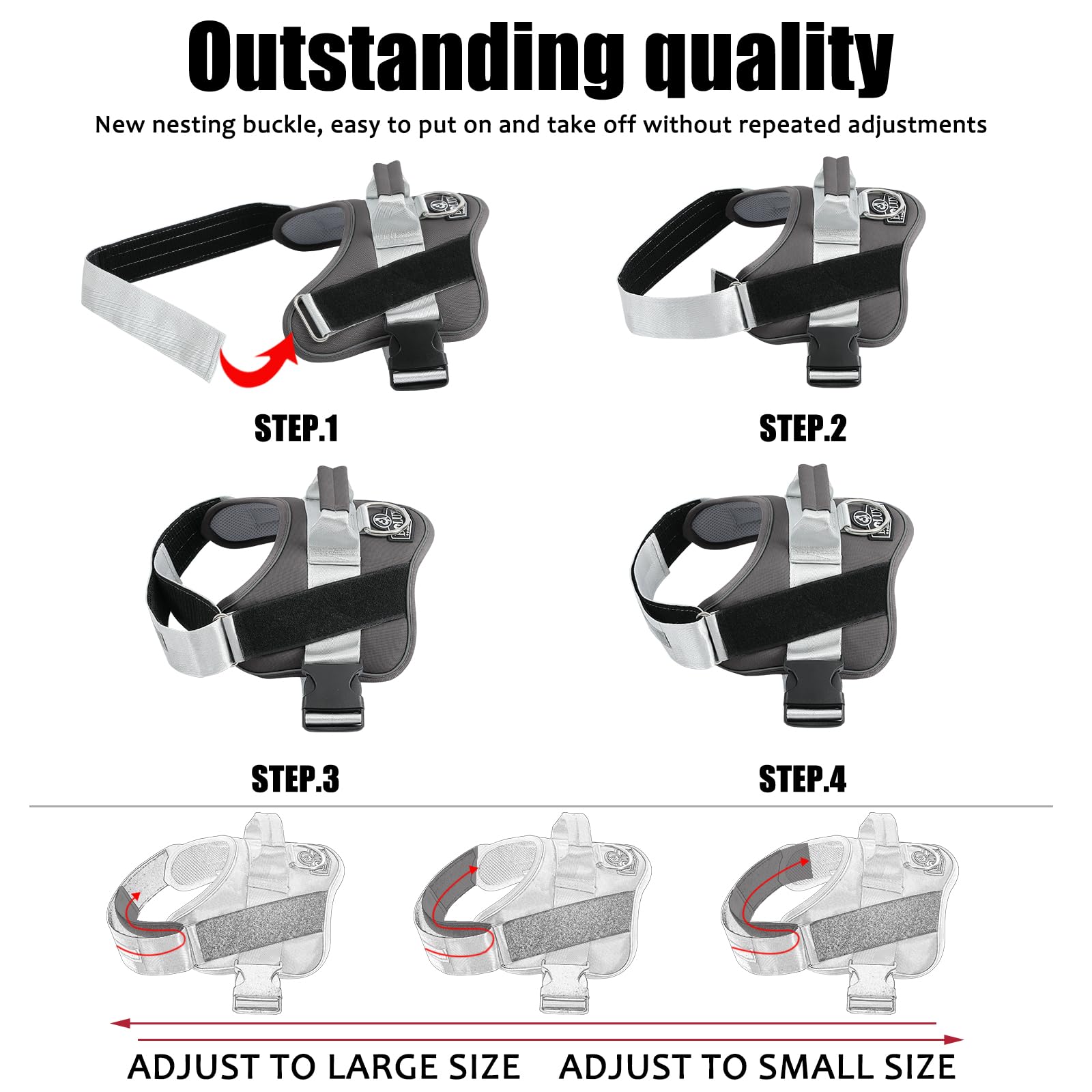 Bolux dog harness rugged handle for easy control during outdoor walks.