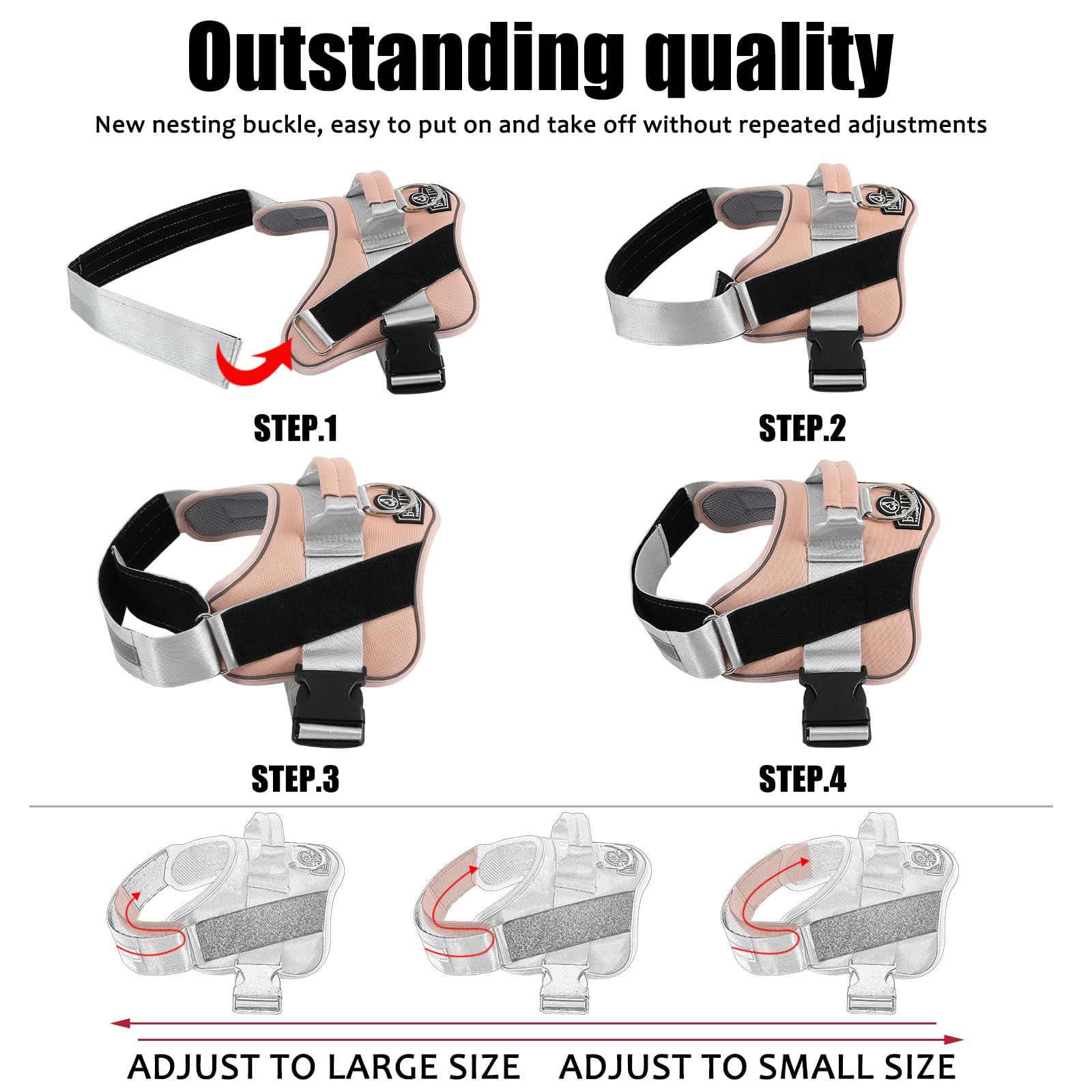 Bolux dog harness sturdy handle enables easier control during outdoor strolls.