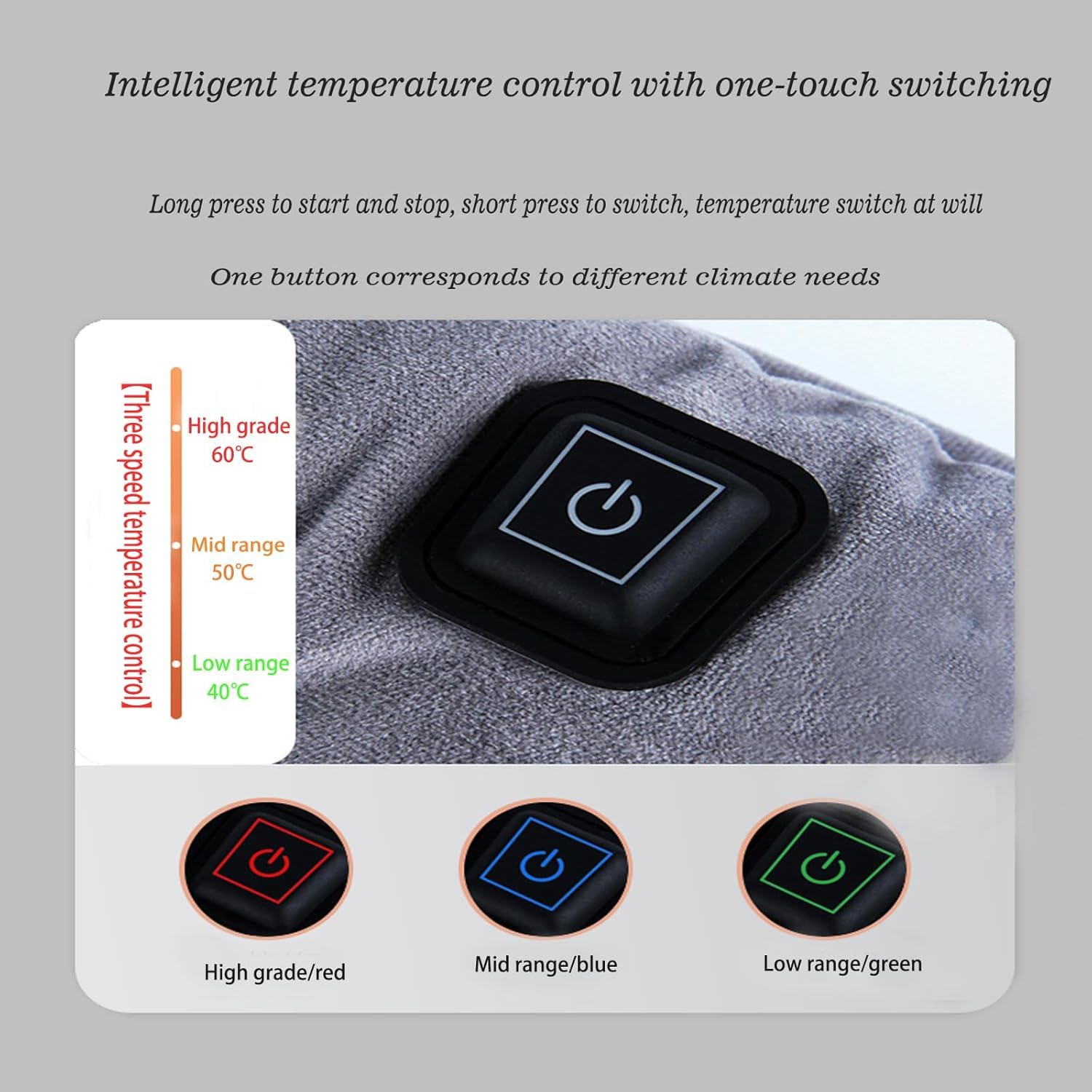 BomCot pet heating pad blue mode at 50°C for steady warmth