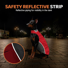 BONAWEN Winter dog coat red XL leash hole design for walking