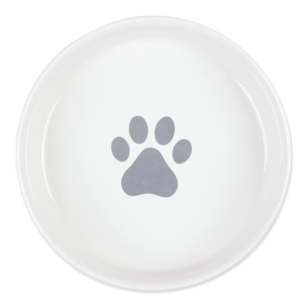 Bone Dry cat bowls gray inside view highlights dishwasher-safe porcelain.