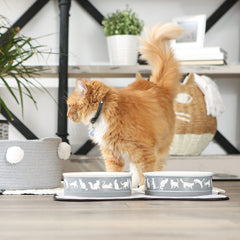 Bone Dry cat bowls gray lattice design adds stylish, durable dining for pets.