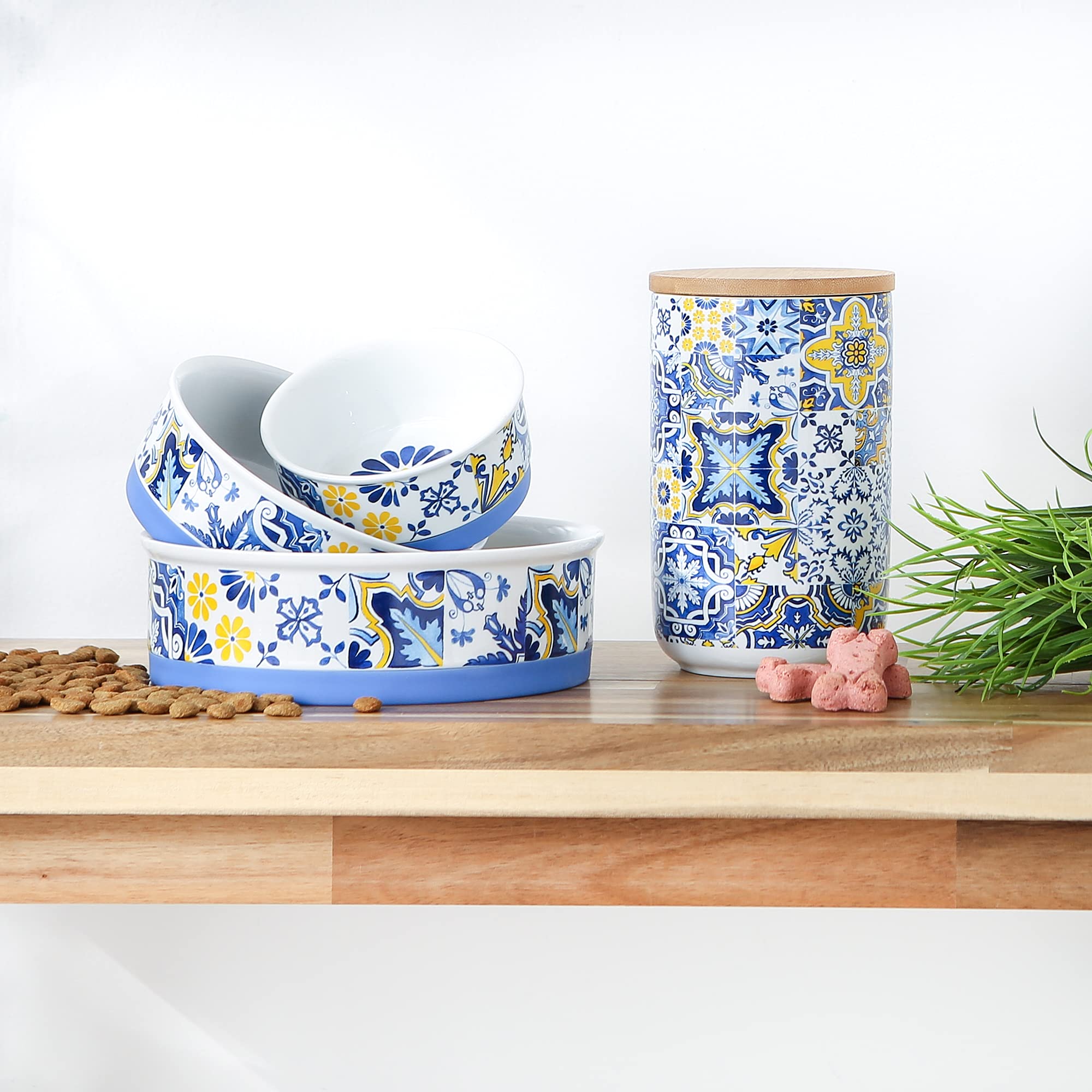 Bone Dry Azulejos tile pattern close-up highlighting decorative dining appeal.