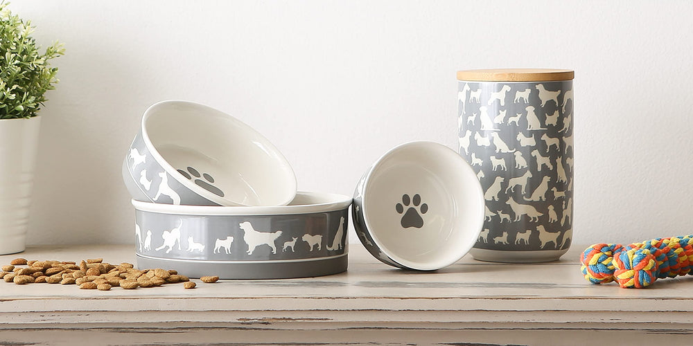 Bone Dry dog bone ceramic bowl gray small-capacity 0.75 cup
