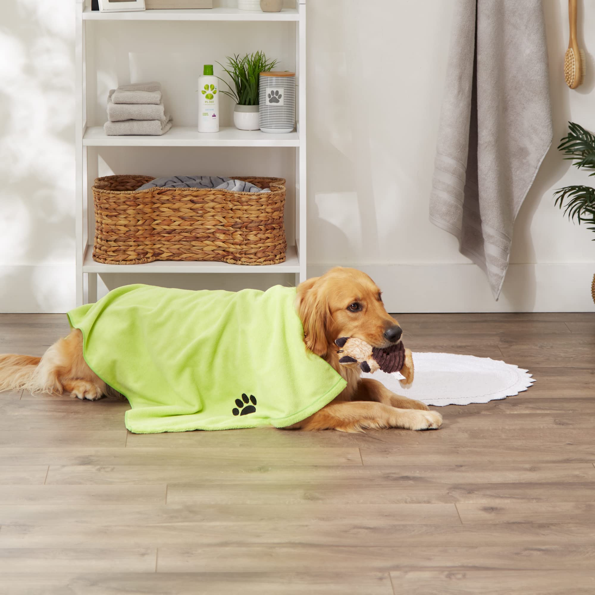 Bone Dry embroidered-detail towel highlighting durable stitching.