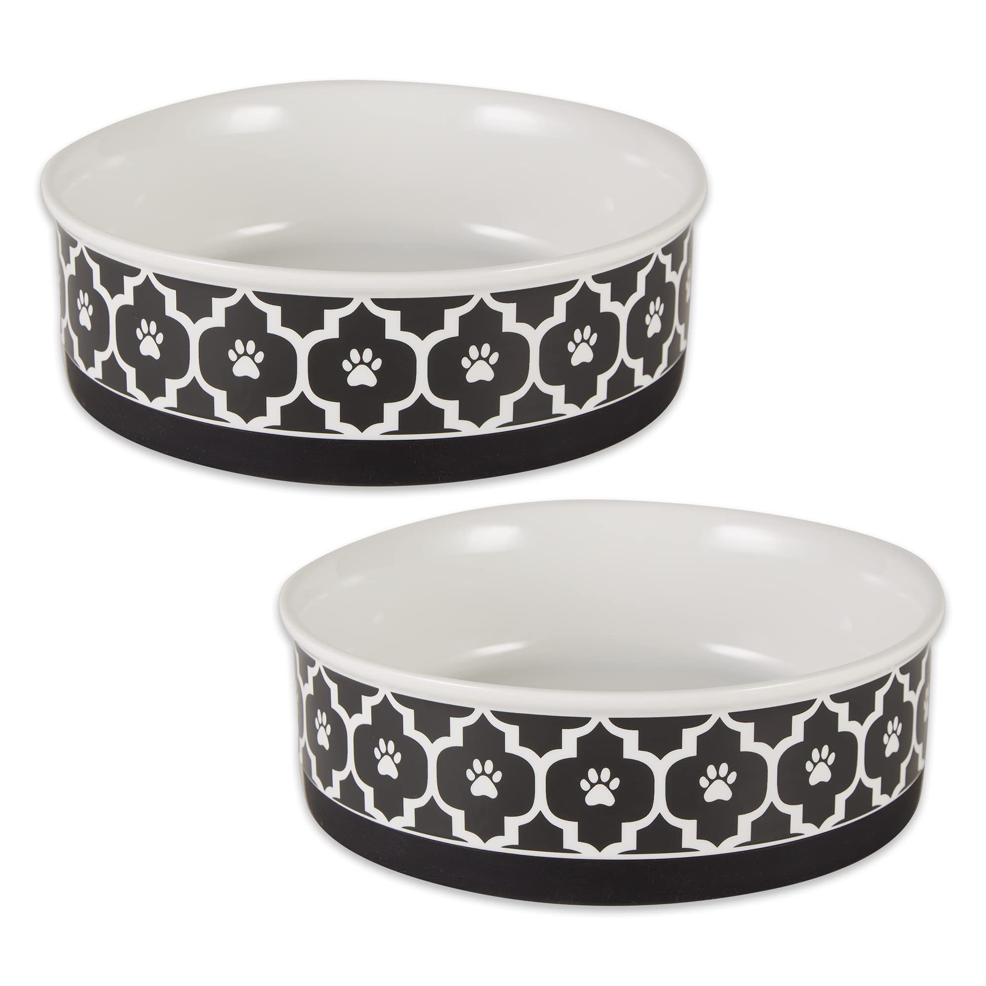 Bone Dry lattice bowl side view in black with non-slip silicone rim for stable feeding