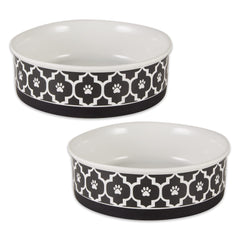 Bone Dry lattice bowl side view in black with non-slip silicone rim for stable feeding