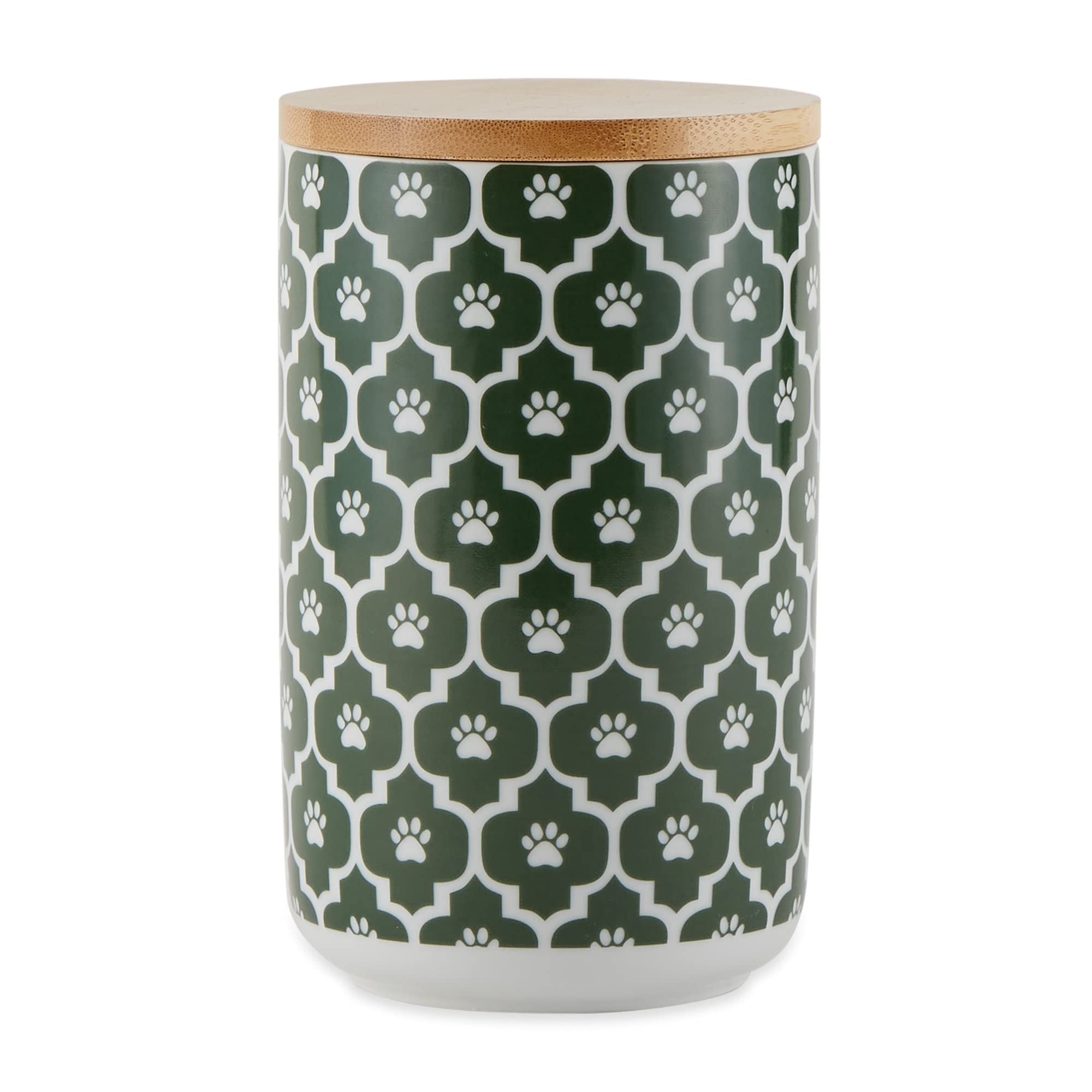 Bone Dry Lattice pet bowl in hunter green ready for mess-free meals.