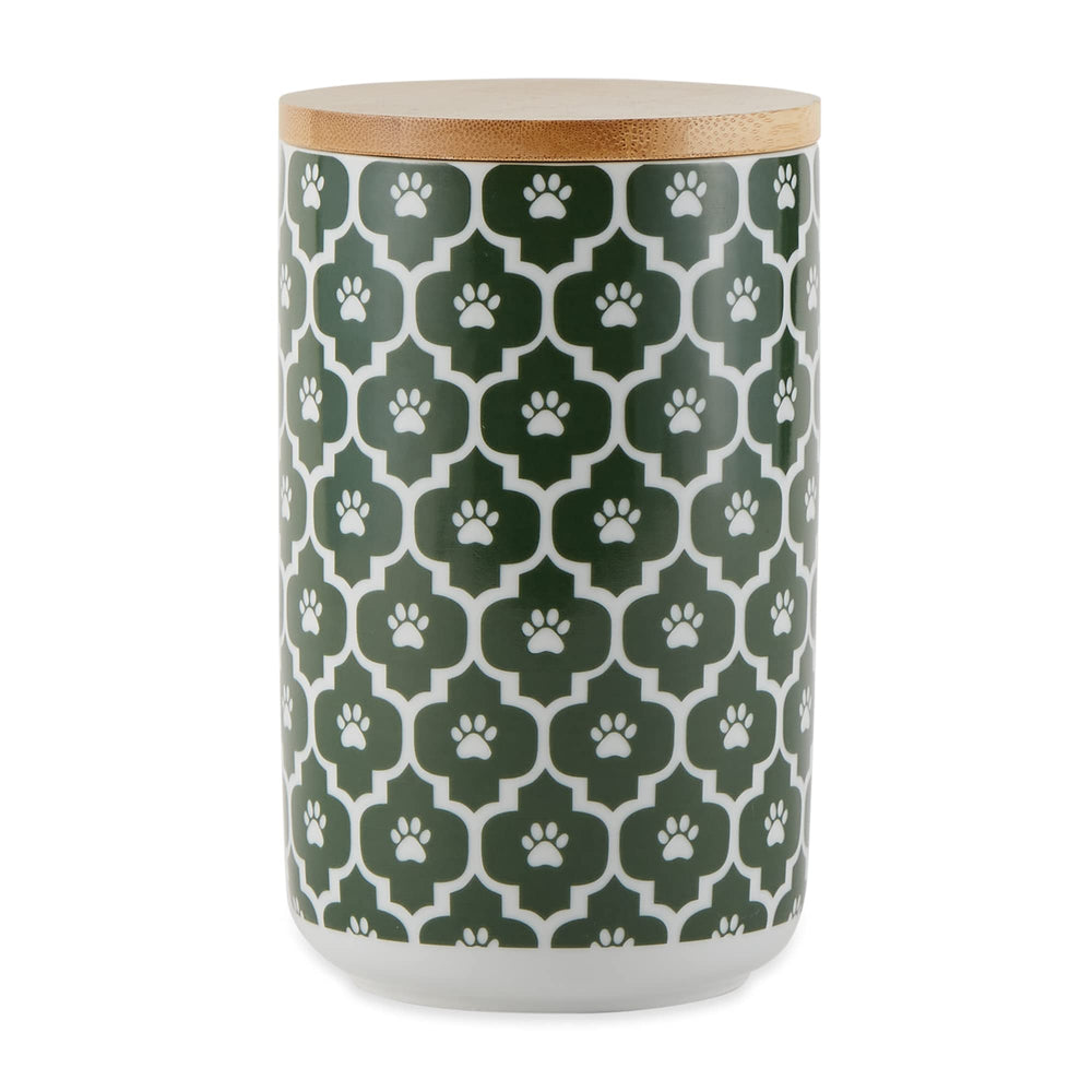 Bone Dry Lattice pet bowl in hunter green ready for mess-free meals.