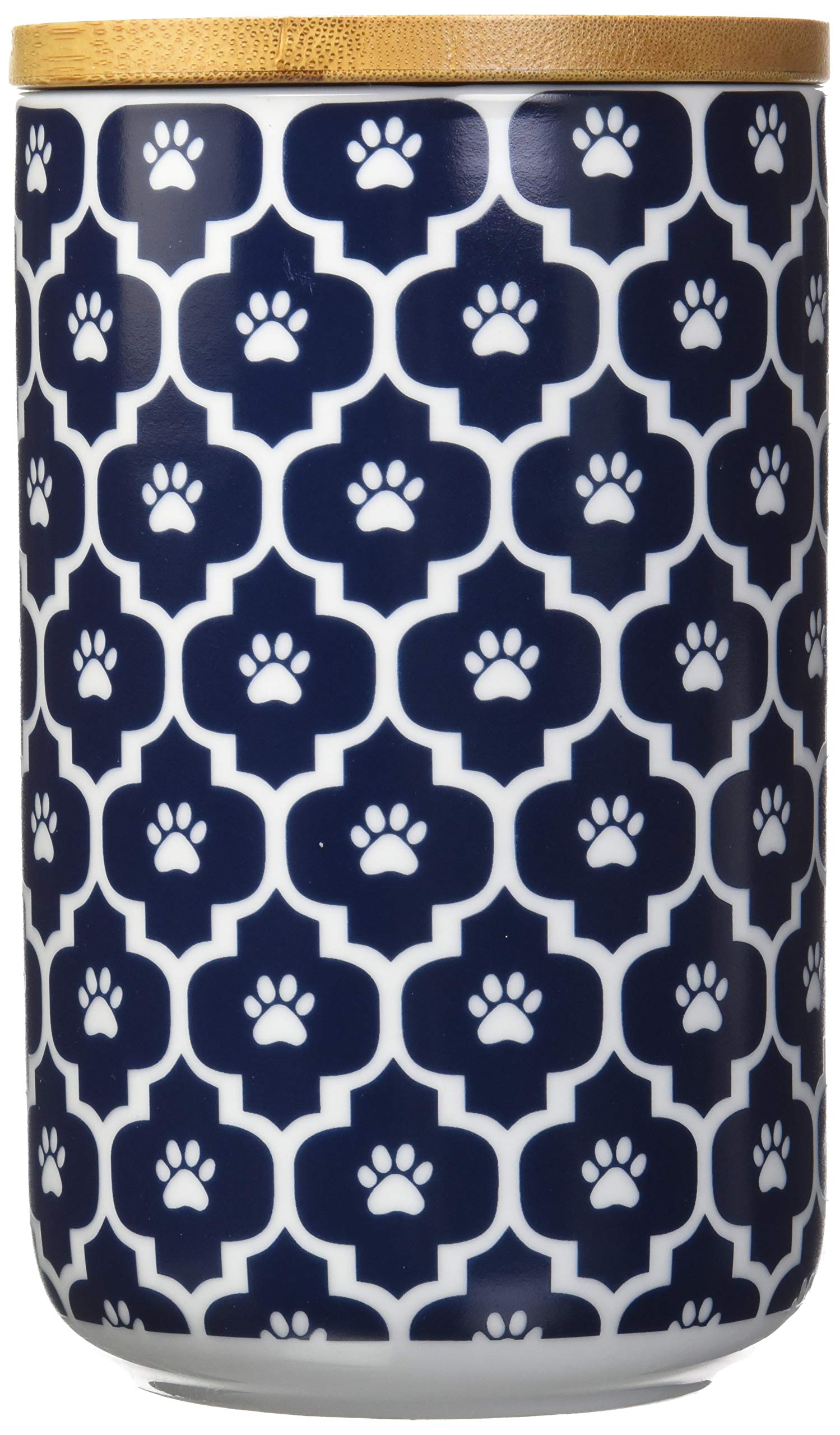 Bone Dry Lattice pet bowl in nautical blue, durable ceramic for everyday meals.