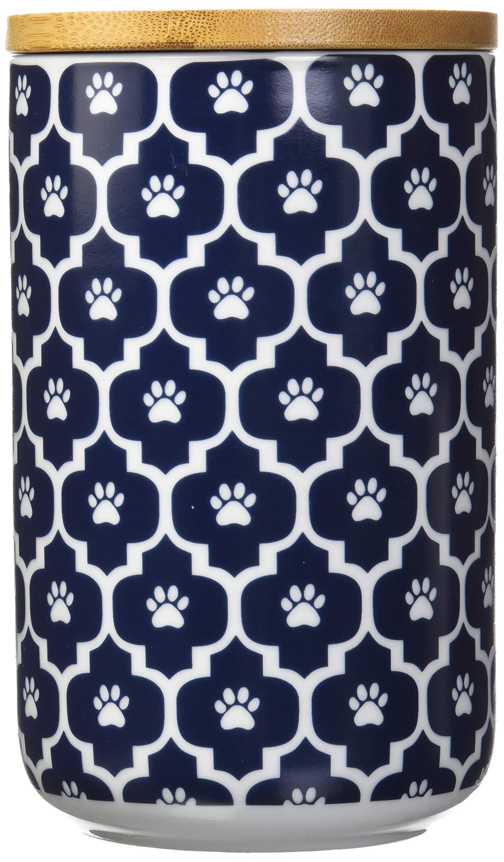 Bone Dry Lattice pet bowl in nautical blue, durable ceramic for everyday meals.