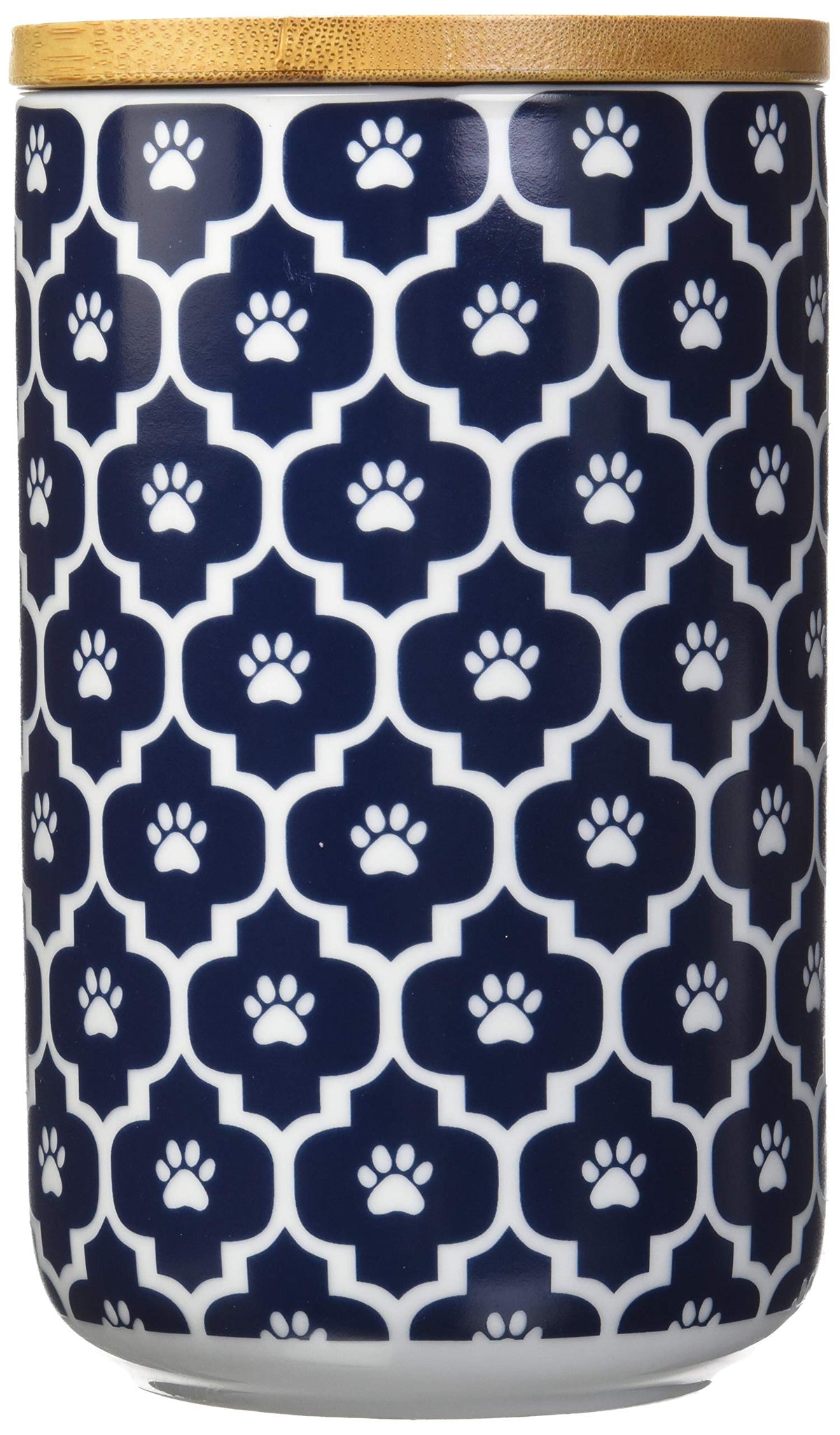 Bone Dry Lattice pet bowl in nautical blue, durable ceramic for everyday meals.