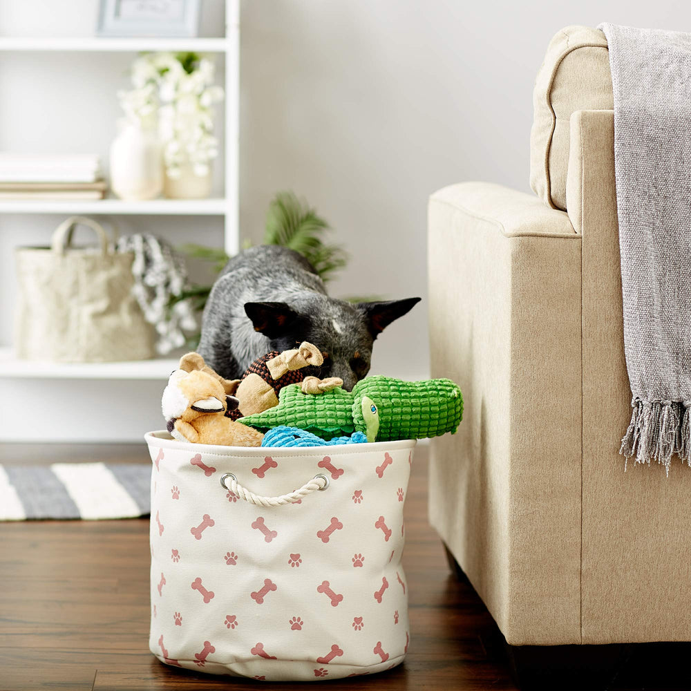 Bone Dry Paw and Bone Print Rose bin contents organized for quick access