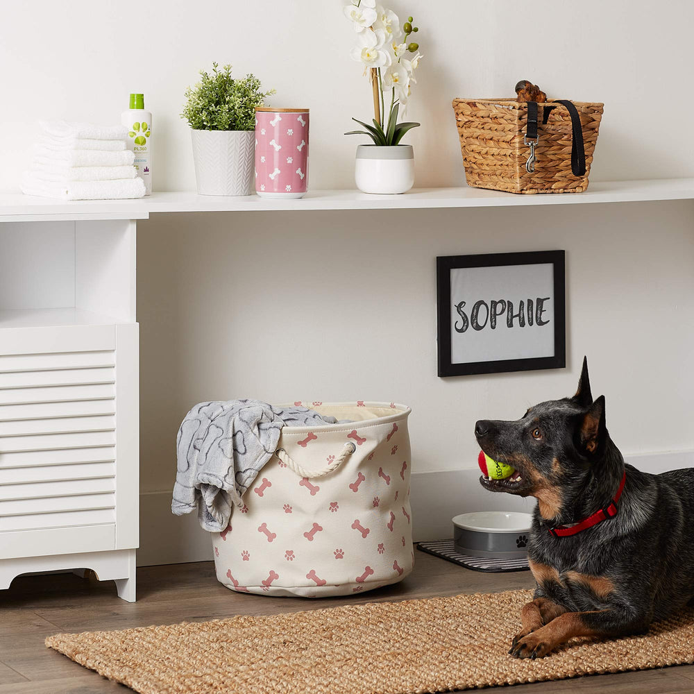 Bone Dry Paw and Bone Print Rose bin top view highlighting shape
