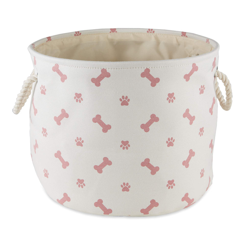 Bone Dry Paw and Bone Print Rose medium-round bin side view showing portability