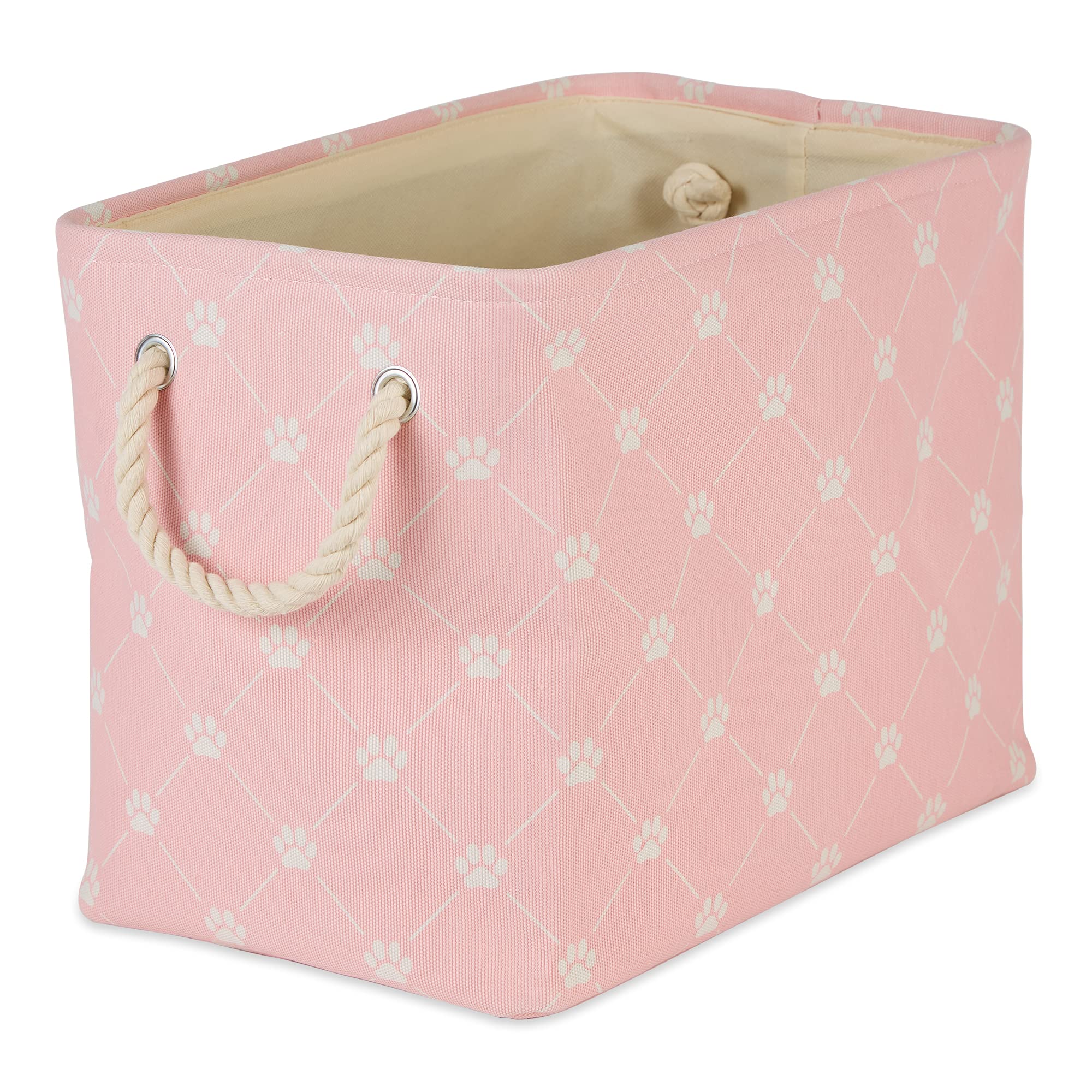 Bone Dry Paw and Bone pink small rectangle bin front view for organized pet gear.