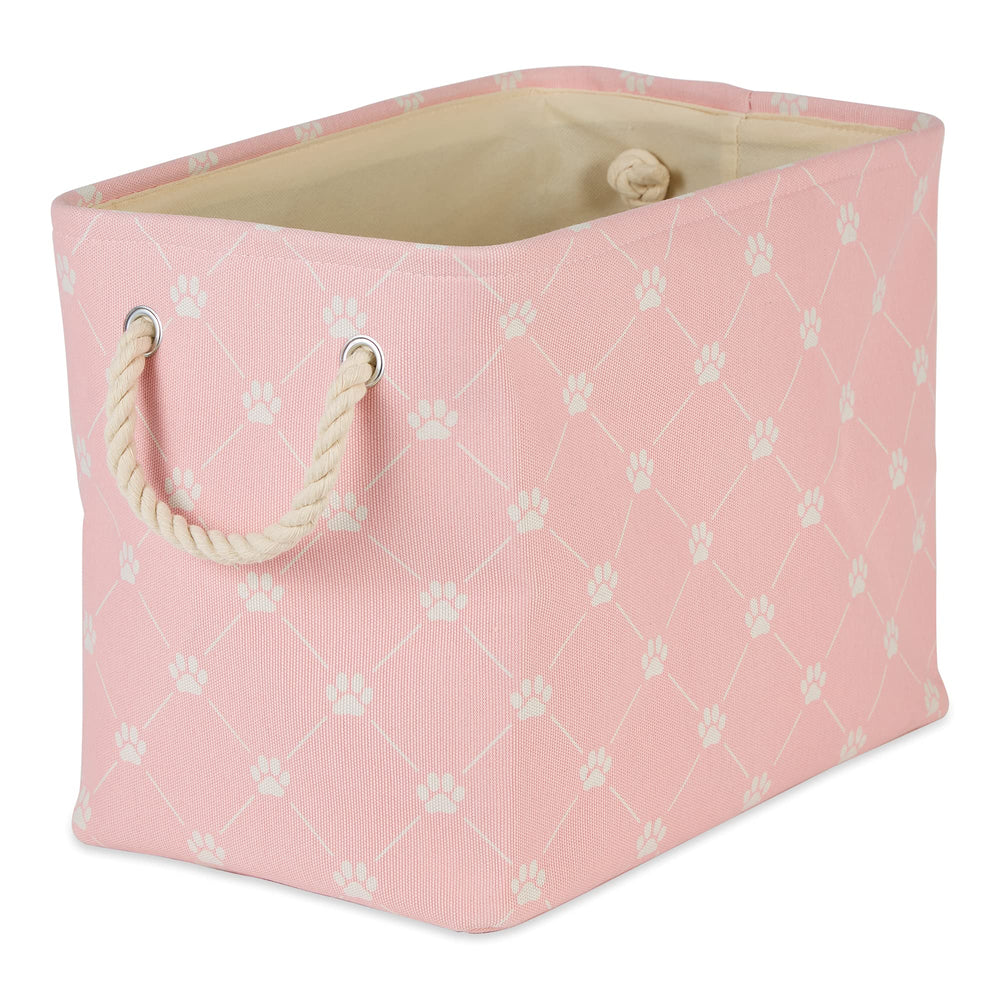 Bone Dry Paw and Bone pink small rectangle bin front view for organized pet gear.