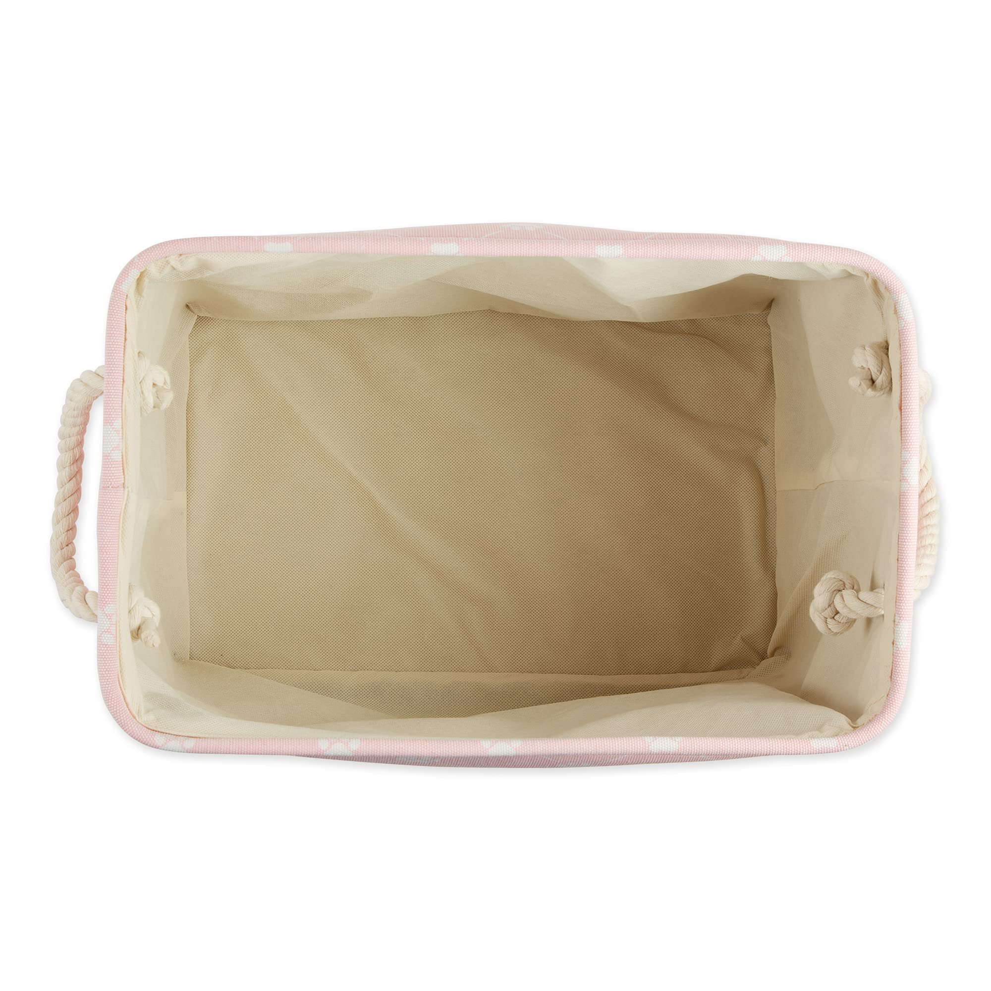 Bone Dry Paw and Bone pink small rectangle bin side view for compact storage.