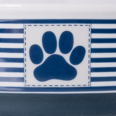 Bone Dry Paw & Patch ceramic bowl with silicone ring prevents sliding during meals.