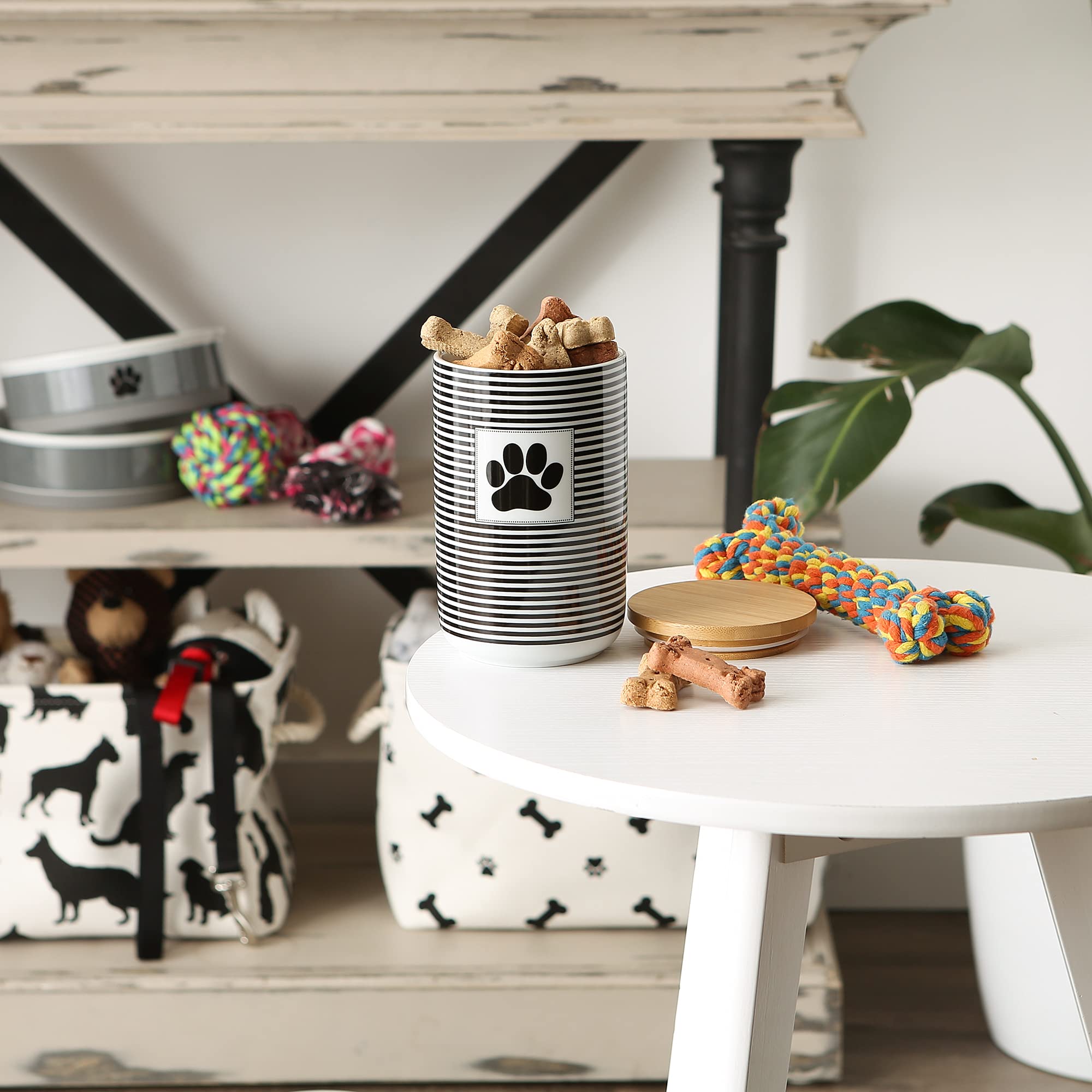 Bone Dry Paw & Patch canister in kitchen setting supports easy snack access
