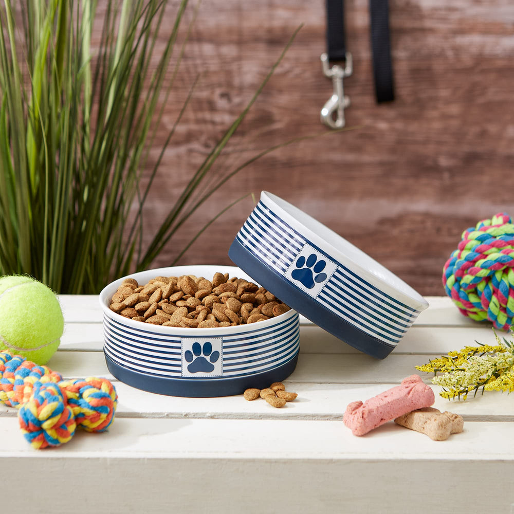 Bone Dry Paw & Patch nautical blue-pattern bowl adds style to feeding time.