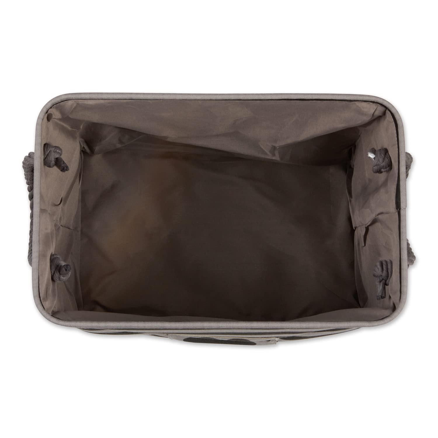 Bone Dry pet storage bin striped paw patch black close-up texture highlights durable polyester weave.