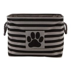 Bone Dry pet storage bin striped paw patch black handles visible for easy transport.