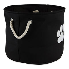 Bone Dry collapsible bin in black, front view with sturdy handles for easy transport