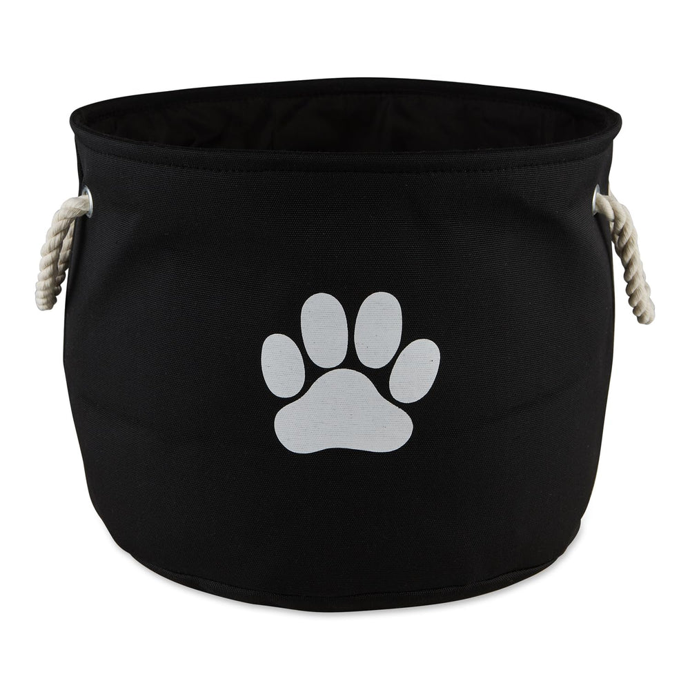 Bone Dry medium round bin, black, side view showing collapsible form for space-saving storage