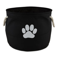 Bone Dry medium round bin, black, side view showing collapsible form for space-saving storage