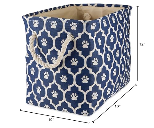 Bone Dry Pet Storage Collection Lattice Paw Print inside with items Nautical Blue keeps essentials neatly stored.