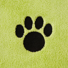 Bone Dry towel shown in car for on-the-go pet grooming.