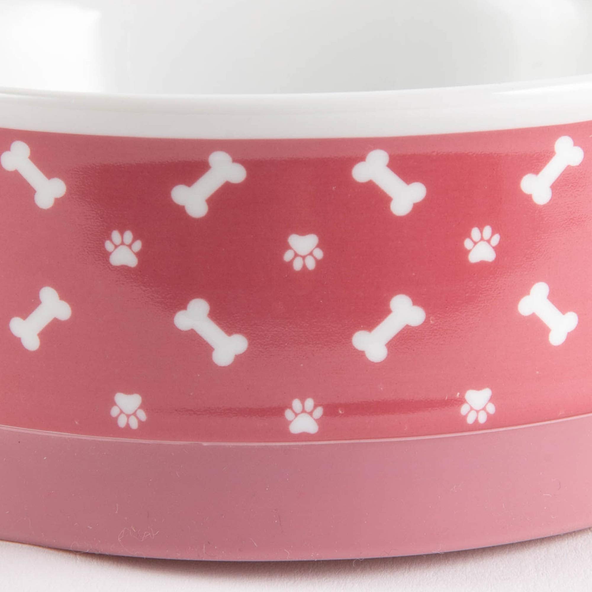 Bone Dry rose ceramic bowls side rim for stable meals.