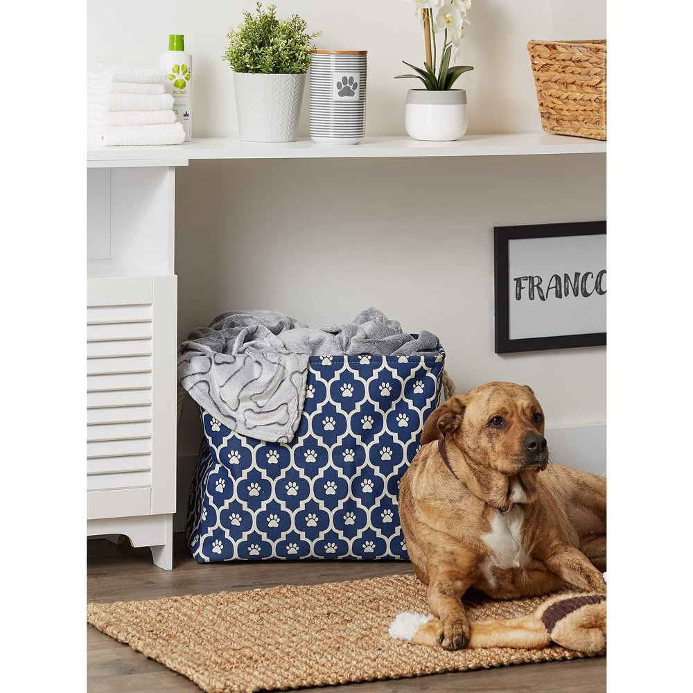 Bone Dry pet-organizing bin stores treats, leashes, and toys
